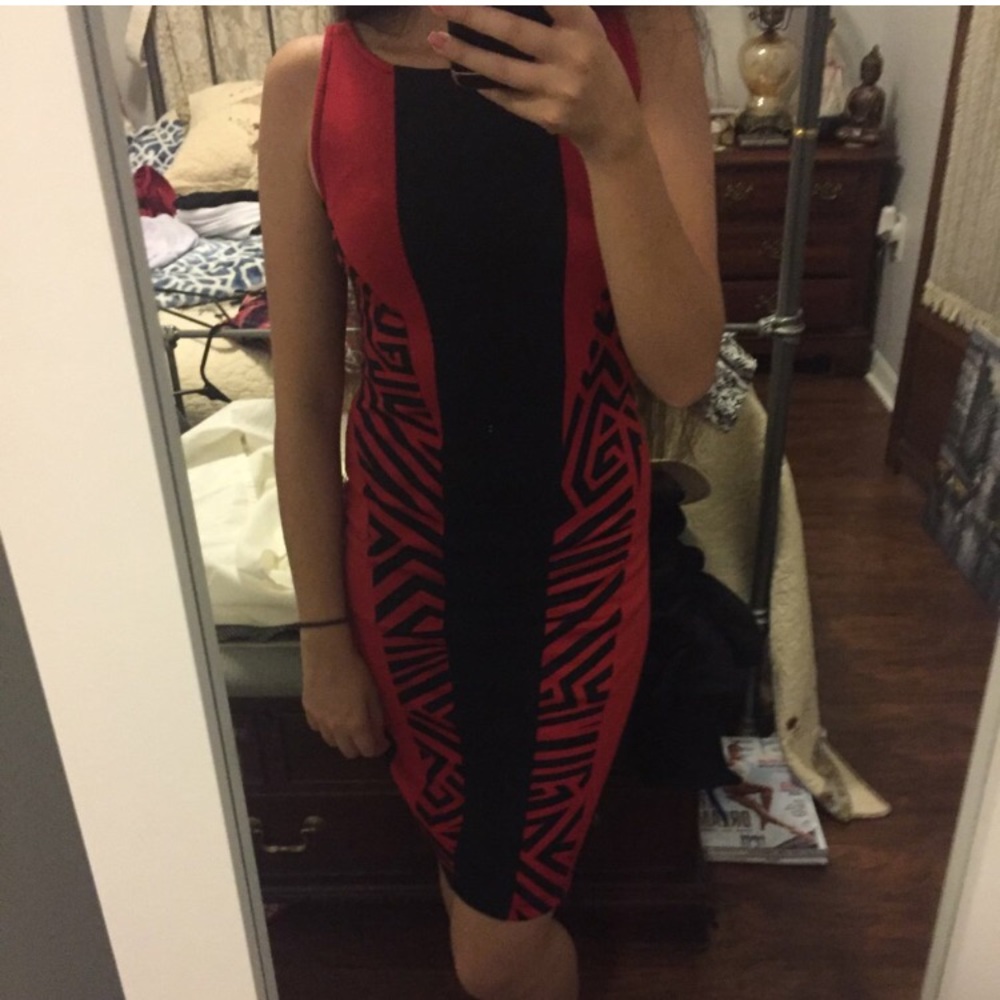 Black and red tube dress